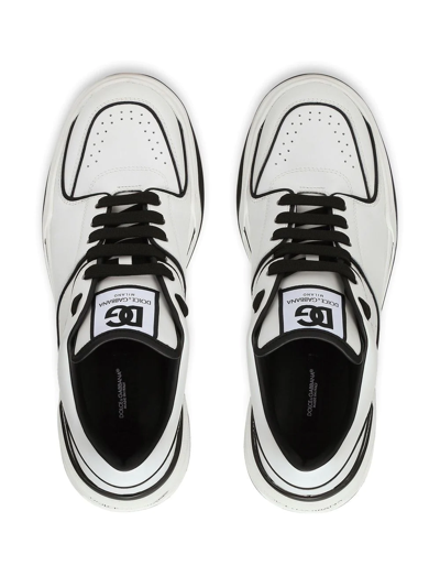 Shop Dolce & Gabbana New Roma Leather Sneakers In White