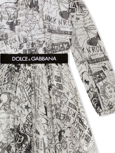 Shop Dolce & Gabbana Graffiti-print Chiffon Long-dress In White