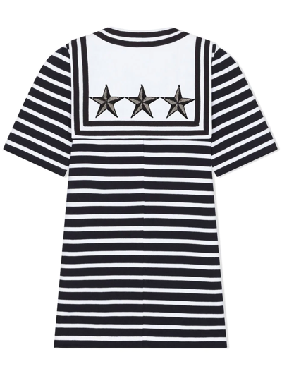 Dolce & Gabbana Star-patch Striped Dress In White
