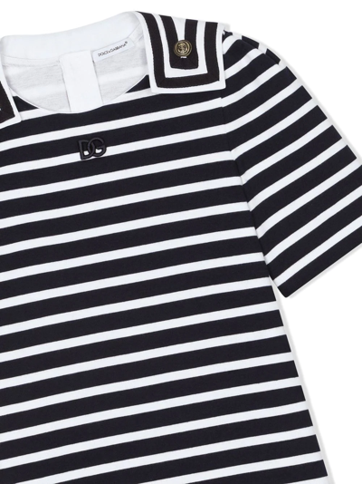 Dolce & Gabbana Star-patch Striped Dress In White