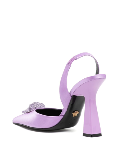 Shop Versace Medusa-plaque Heeled Pumps In Purple