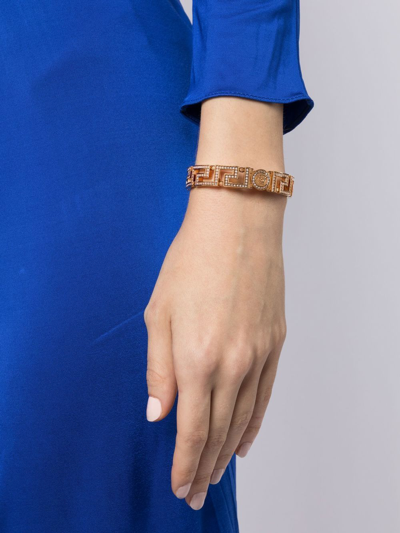 Versace Greca Crystal-embellished Cuff Bracelet In Gold