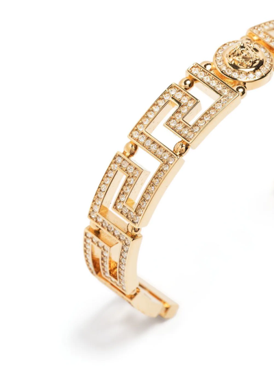 Versace Greca Crystal-embellished Cuff Bracelet In Gold