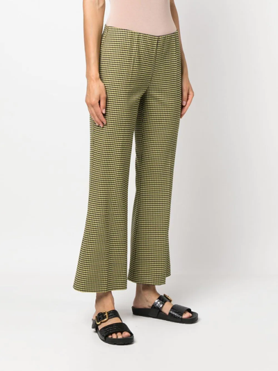 Shop P.a.r.o.s.h Houndstooth Flared Trousers In Yellow