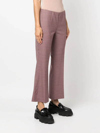 Shop P.a.r.o.s.h Houndstooth Flared Trousers In Red