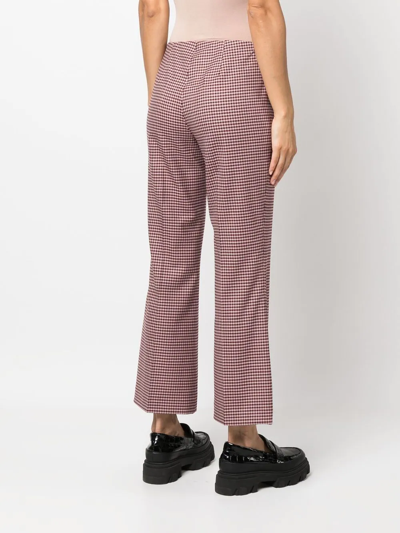 Shop P.a.r.o.s.h Houndstooth Flared Trousers In Red