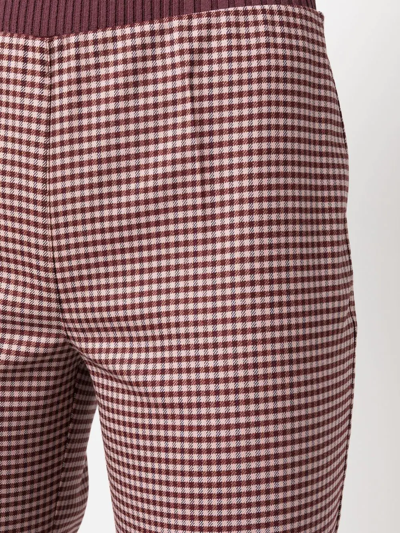 Shop P.a.r.o.s.h Houndstooth Flared Trousers In Red