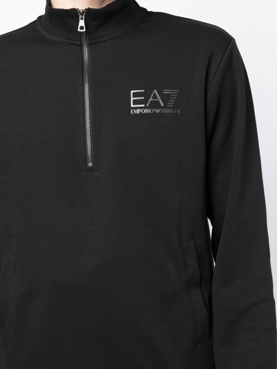 Shop Ea7 Zip-front Logo-print Sweatshirt In Black