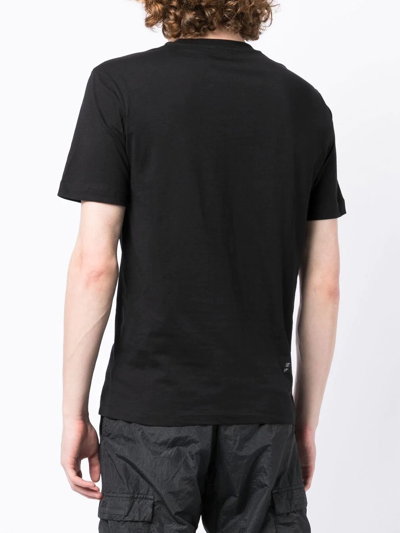 Shop Ea7 Cotton Embossed-logo T-shirt In Black