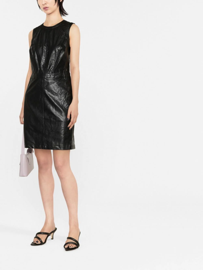 Michael Michael Kors Fitted Faux Leather Dress In Black