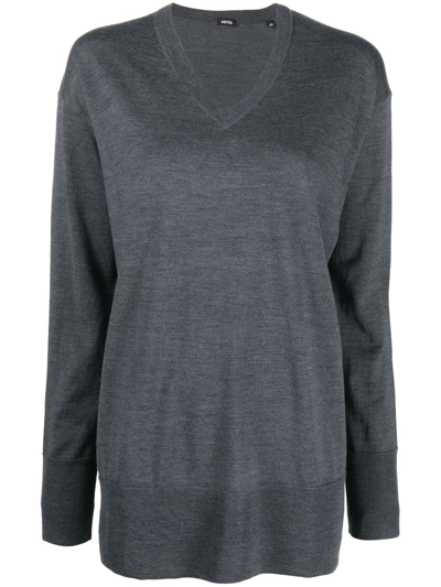 Shop Aspesi V-neck Virgin Wool Jumper In Grey