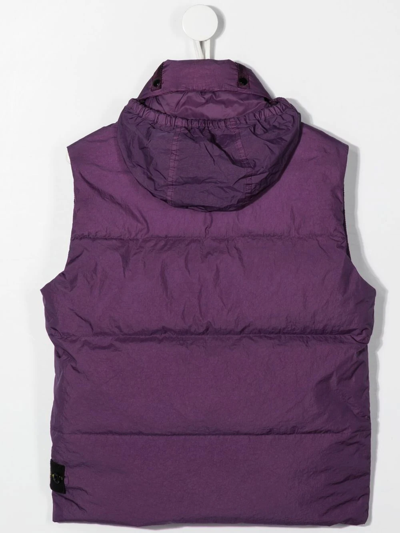 Shop Stone Island Junior Feather-down Hooded Gilet In Purple