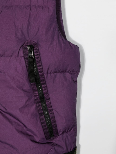 Shop Stone Island Junior Feather-down Hooded Gilet In Purple