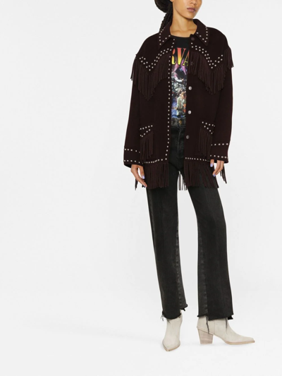 Shop P.a.r.o.s.h Studded Fringed Western Jacket In Purple