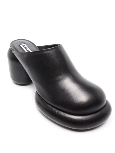 Shop Jil Sander 95mm Block Heel Leather Mules In Black