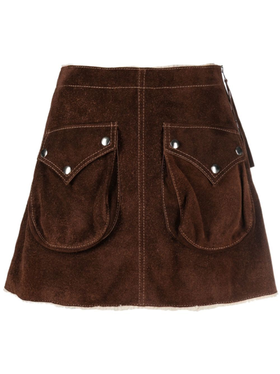 Shop Mm6 Maison Margiela A-line Mini Skirt In Brown