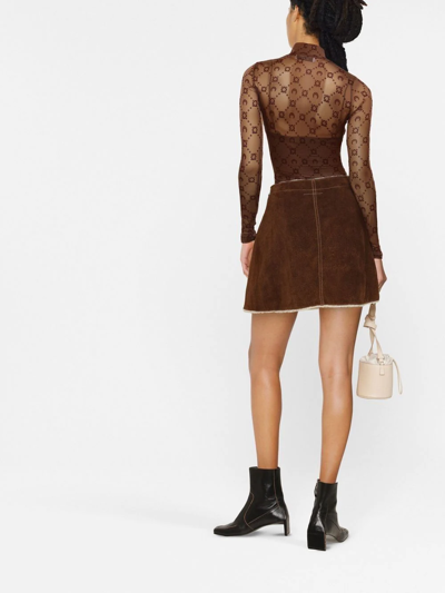 Shop Mm6 Maison Margiela A-line Mini Skirt In Brown