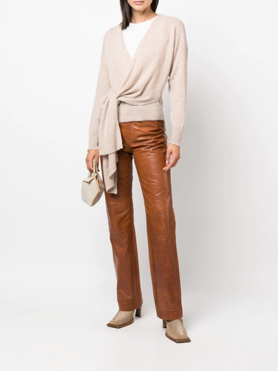 Shop Jonathan Simkhai Recycled Cashmere-knit Wrap Jumper In Neutrals