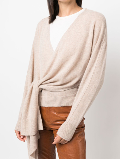 Shop Jonathan Simkhai Recycled Cashmere-knit Wrap Jumper In Neutrals