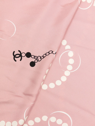 Pre-owned Chanel Jewellery Print Silk Scarf In Pink