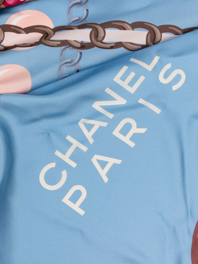 Pre-owned Chanel Jewellery Print Silk Scarf In Blue