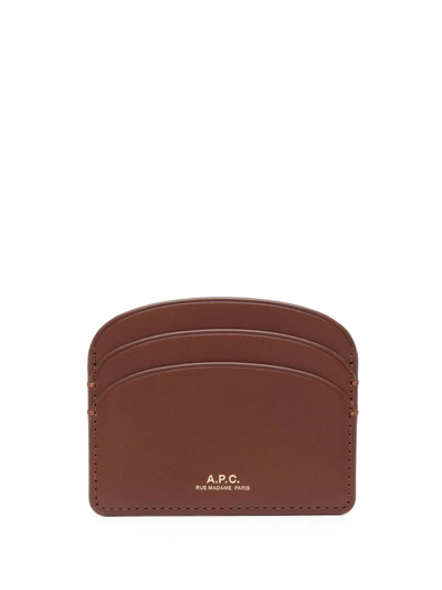 Shop Apc Foil-print Cardholder In Brown