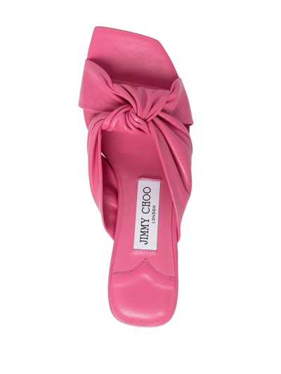 Shop Jimmy Choo Avenue 50mm Twist-detail Mules In Pink