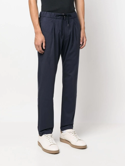 Herno Suede-effect Drawstring Pants In Blue