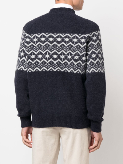 Brunello Cucinelli Intarsia-knit Wool-blend Jumper In Blue