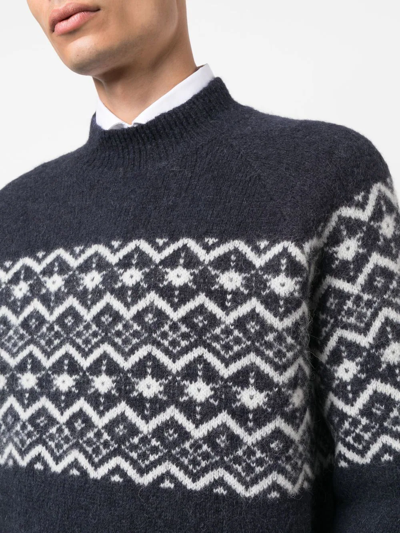 Brunello Cucinelli Intarsia-knit Wool-blend Jumper In Blue
