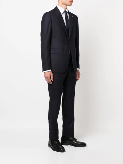 Shop Tagliatore Single-breasted Virgin Wool Suit In Blue