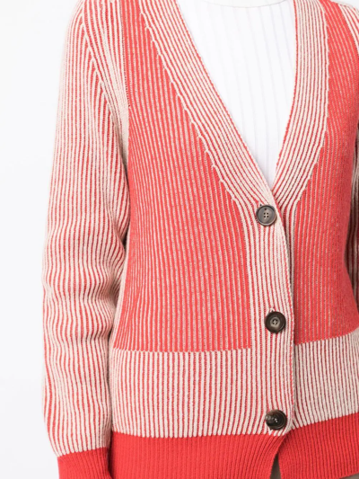 Shop Lorena Antoniazzi Ribbed Button-up Cardigan In Red