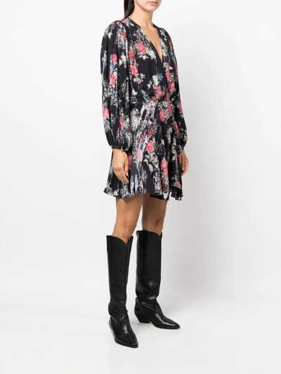 Shop Iro Floral Fitted-waist Mini Dress In Black