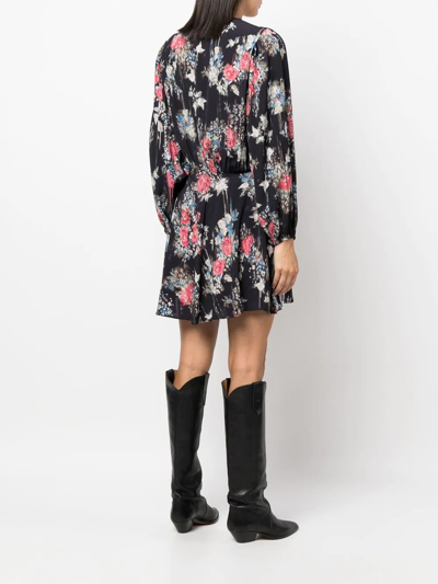 Shop Iro Floral Fitted-waist Mini Dress In Black