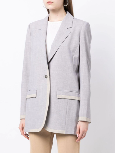 Shop Lorena Antoniazzi Contrast-trimmed Single-breasted Blazer In Grey