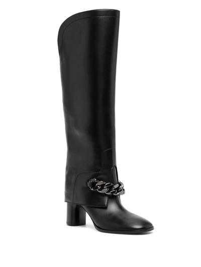 Shop Casadei Varenne 100mm Chain-link Trim Boots In Black