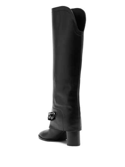 Casadei Varenne 100mm Chain-link Trim Boots In Black