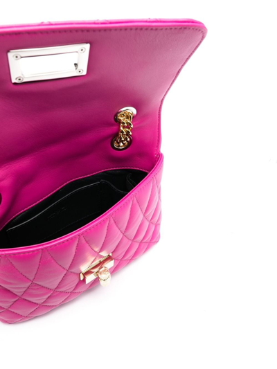 Shop Lanvin Quilted Leather Shoulder Bag In Pink