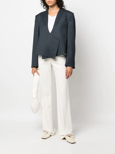 Low Classic Asymmetric Wool-blend Jacket In Blue