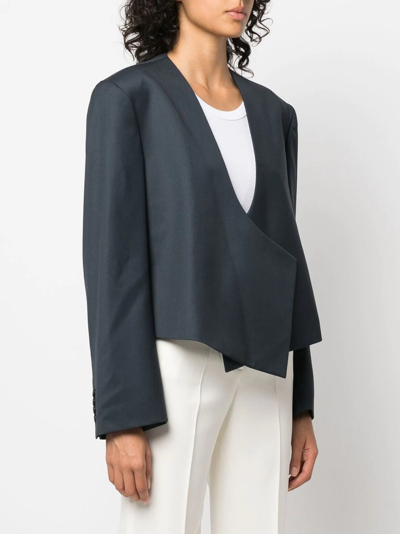 Low Classic Asymmetric Wool-blend Jacket In Blue