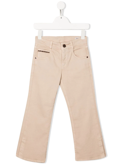 Shop Brunello Cucinelli Flared Cropped-leg Trousers In Neutrals