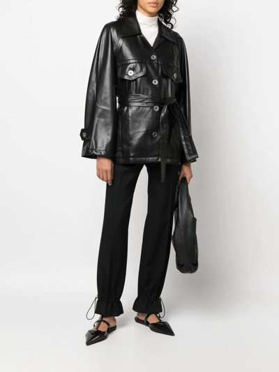 Shop Low Classic Belted Faux-leather Coat In Black
