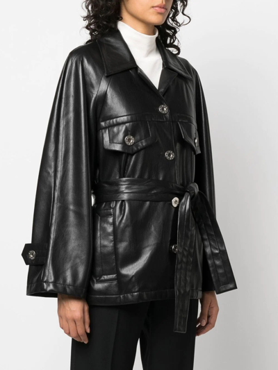 Shop Low Classic Belted Faux-leather Coat In Black