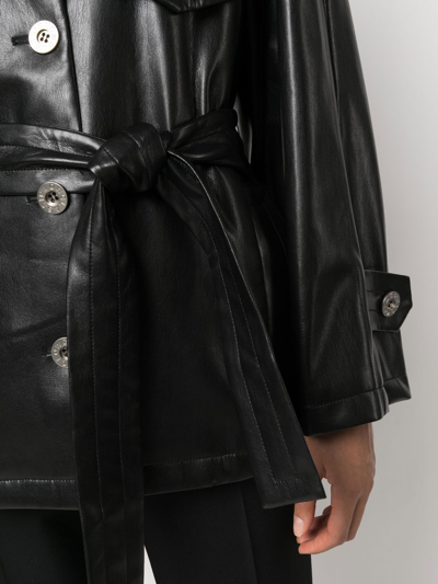 Shop Low Classic Belted Faux-leather Coat In Black