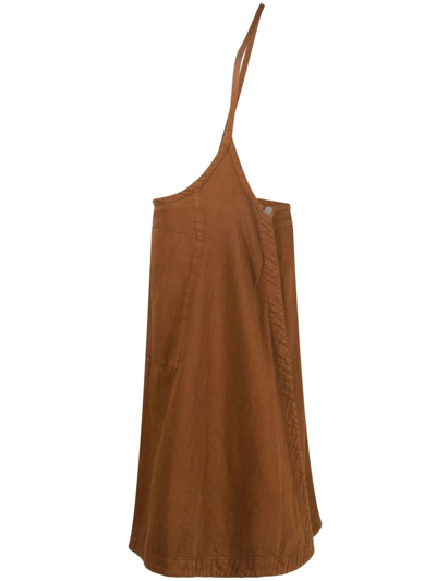 Shop Lemaire One-strap Cotton Midi Skirt In Brown