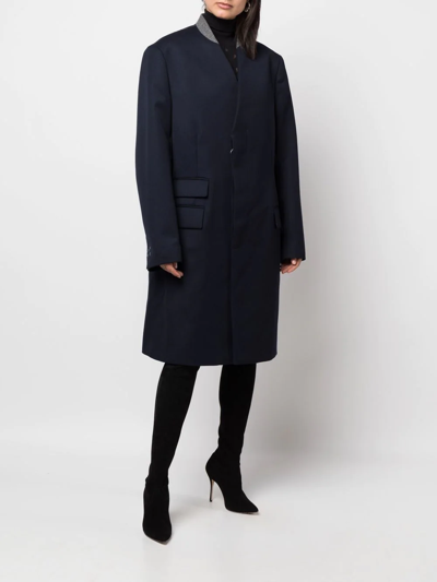 Shop Maison Margiela Cavalry Single-breasted Wool Coat In Blue