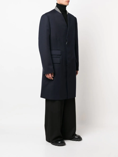 Shop Maison Margiela Cavalry Single-breasted Wool Coat In Blue