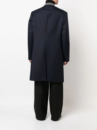 Maison Margiela Cavalry Single-breasted Wool Coat In Blue