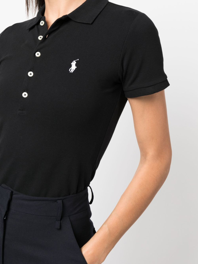 Shop Polo Ralph Lauren Julie Slim Polo Shirt In Black