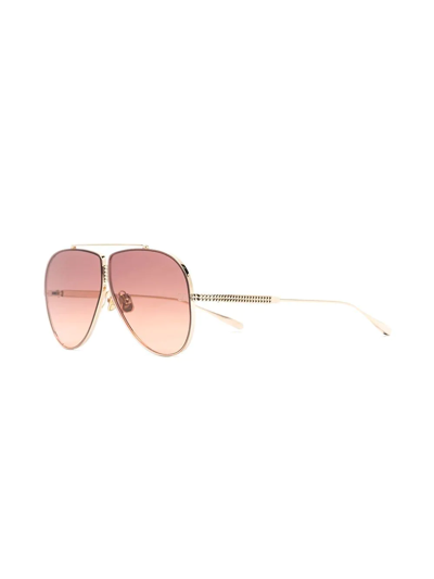 Shop Valentino Rockstud Pilot-frame Sunglasses In Gold